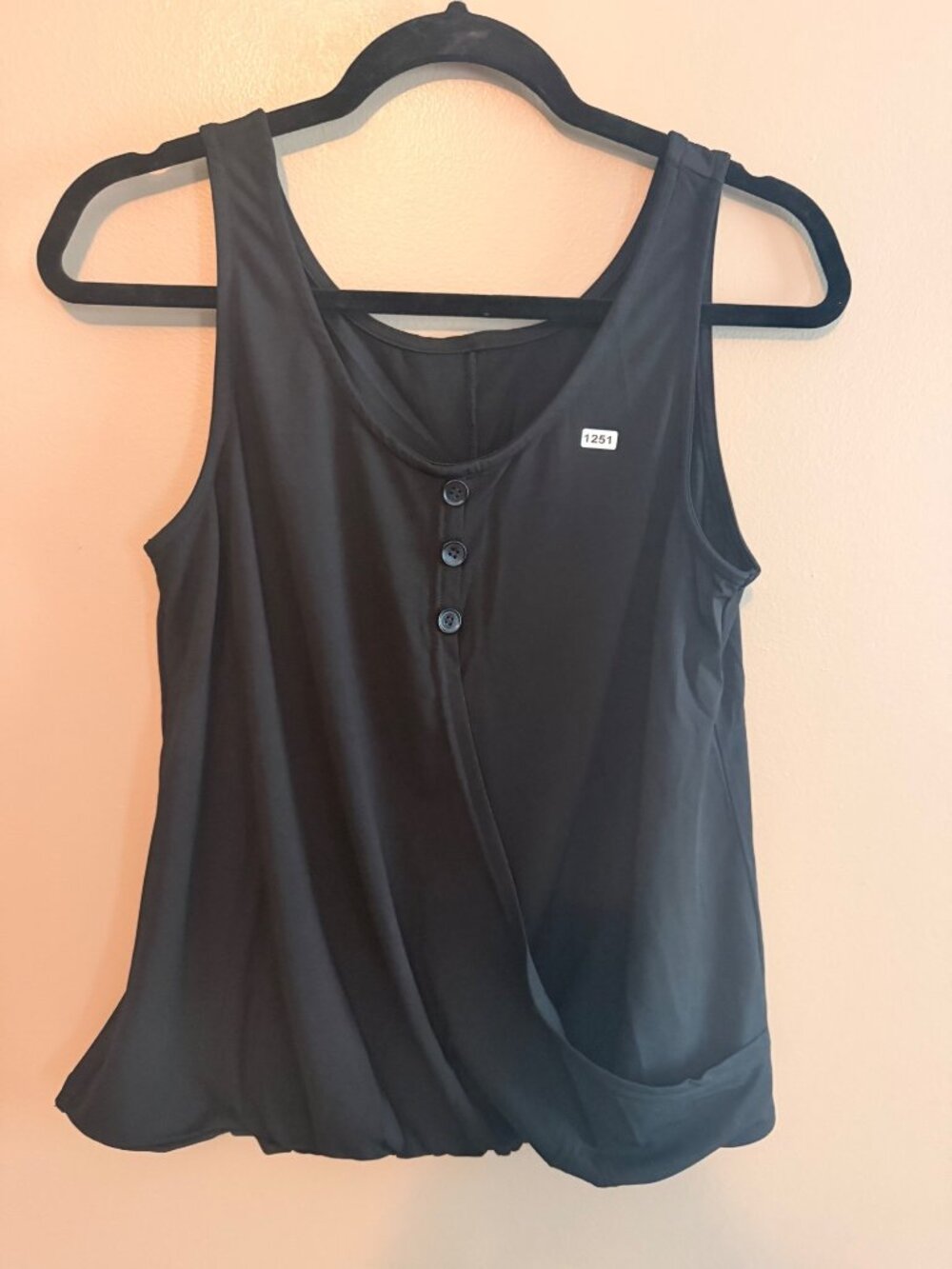 Halara S Black Sleeveless Buttoned Tank Top Womens Small Lightweight Casual